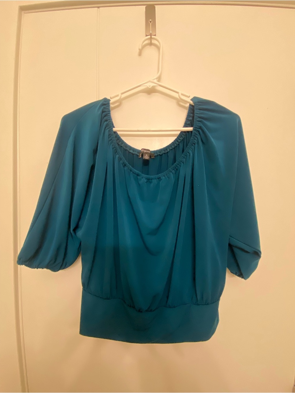 Express Teal Off-Shoulder Blouson Top
